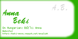 anna beki business card